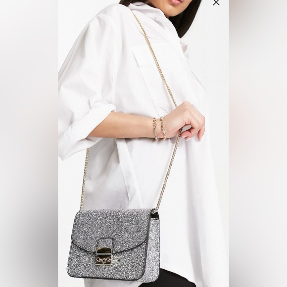 French Connection Glitter Bag with Gold chain Never used. - Picture 8 of 10